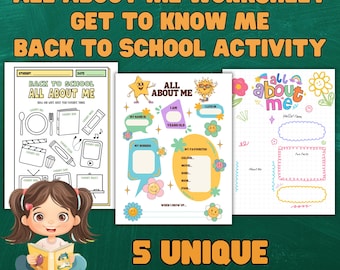 All About Me Worksheet Printable – Back to School Activity PDF for Preschool & Kindergarten Kids, First Day Classroom Icebreaker