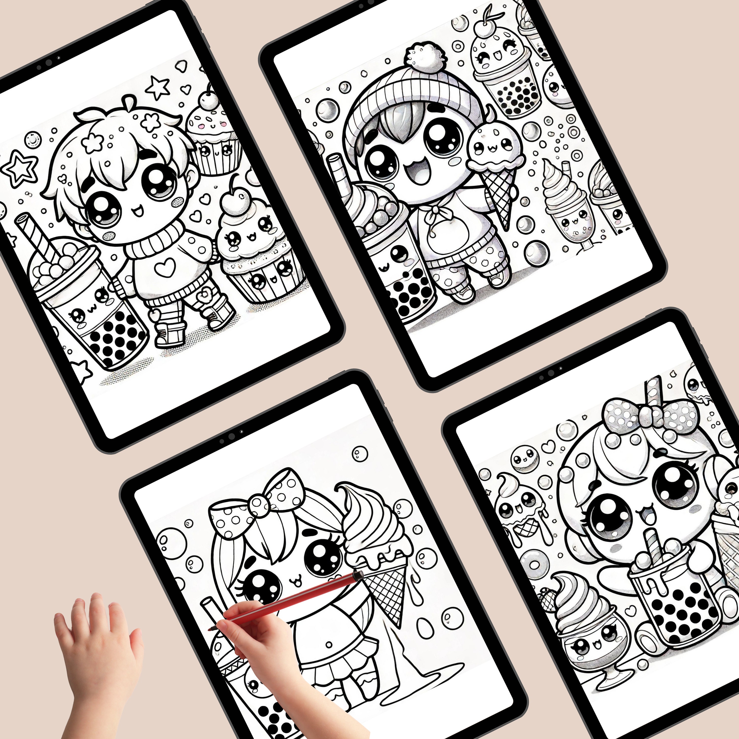 Kawaii Bubble Tea Coloring Worksheets for Kids, Coloring Pages ...