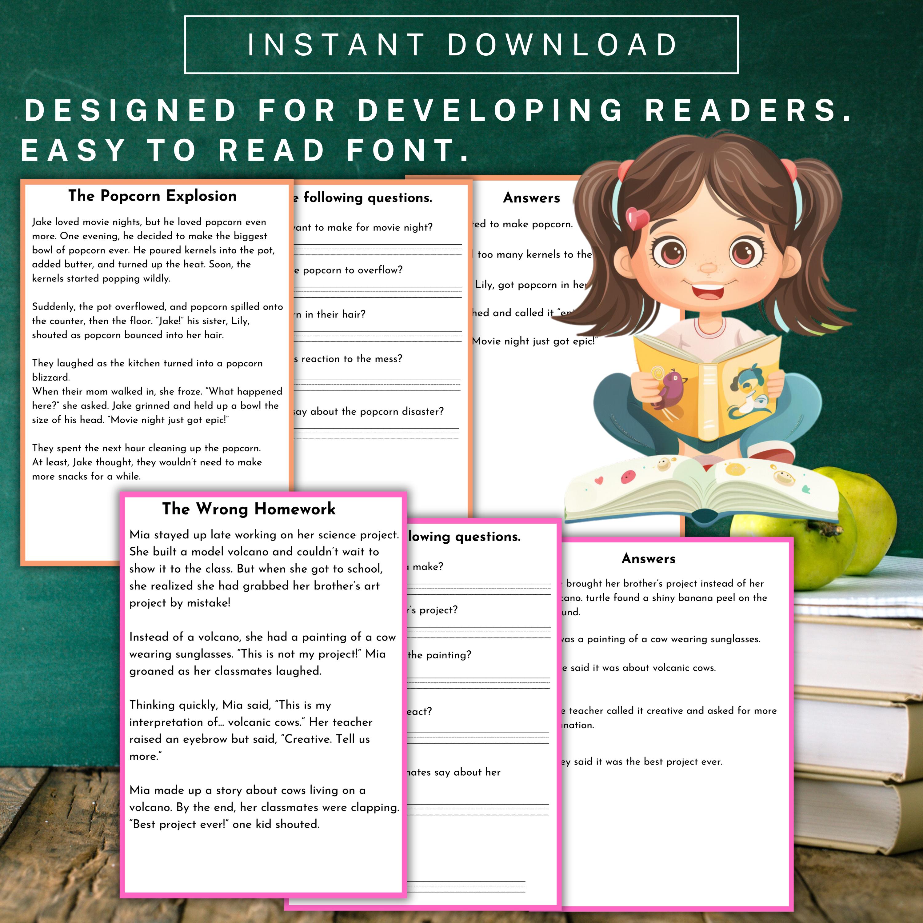 Reading Comprehension Grade 4 5 6 | 10 Stories With Question, PDF ...