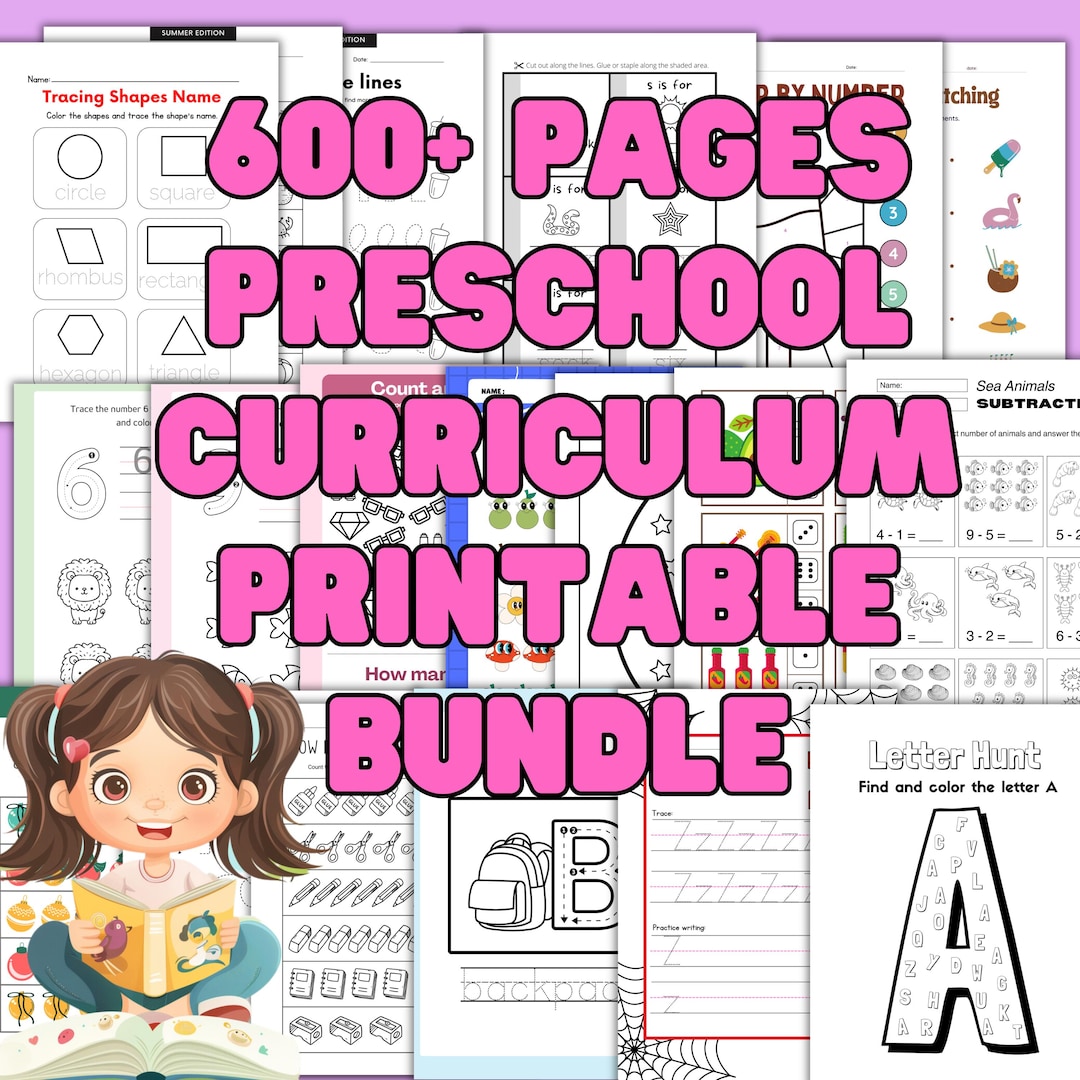 Kindergarten Homeschool Curriculum, 600+ Printable Worksheets, Pre-k - Etsy