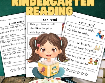 Worksheets For Beginning Reading, Kindergarten Preschool Activity, Early Learning Literacy (PDF) 10 Pages