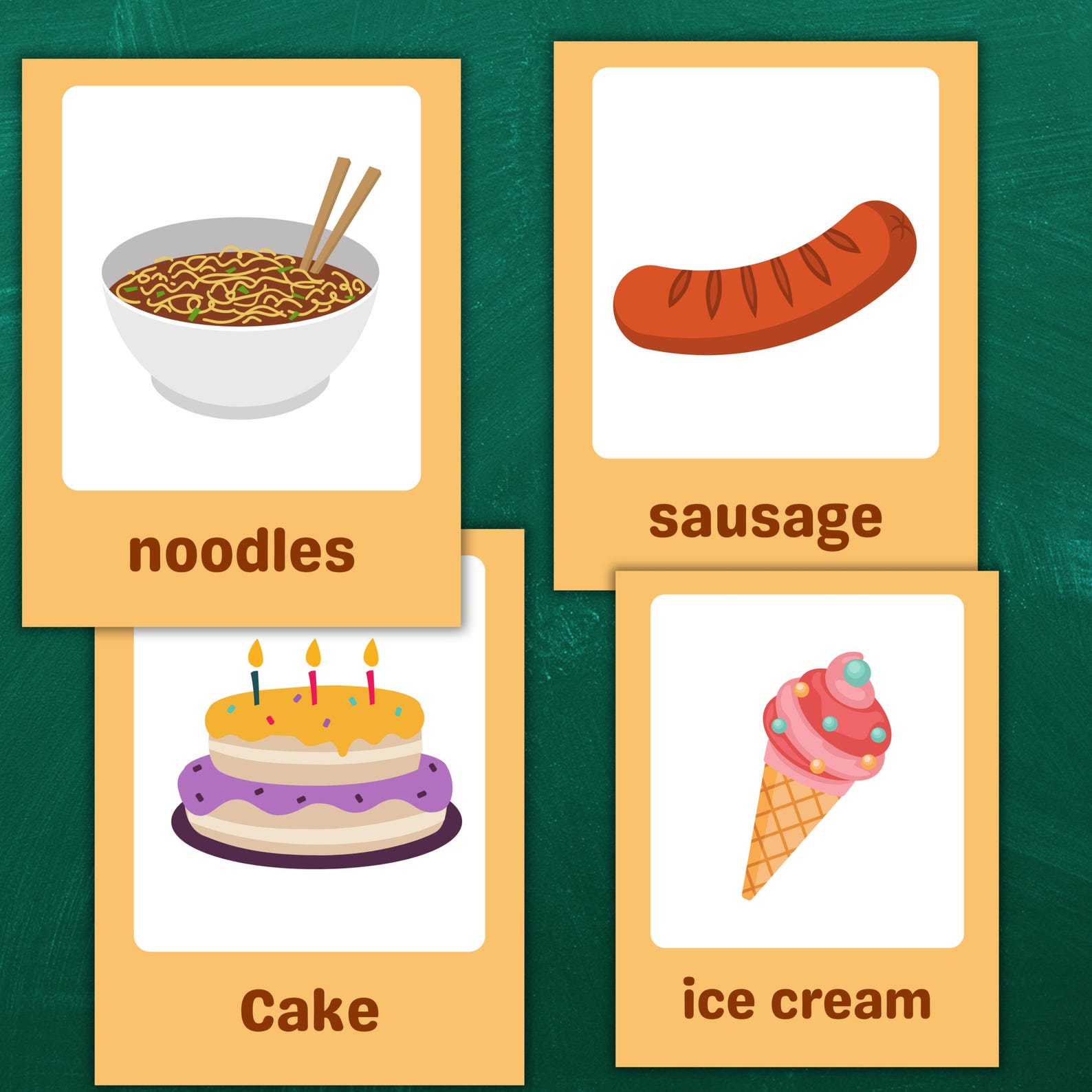 Food Flashcards Printable for Kids – 16 Preschool Learning Cards PDF ...