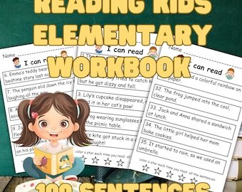 Reading Sentences for Early Learners | 100 Printable Elementary Reading Workbook PDF | Sentence Fluency Practice for Kindergarten to Grade 2