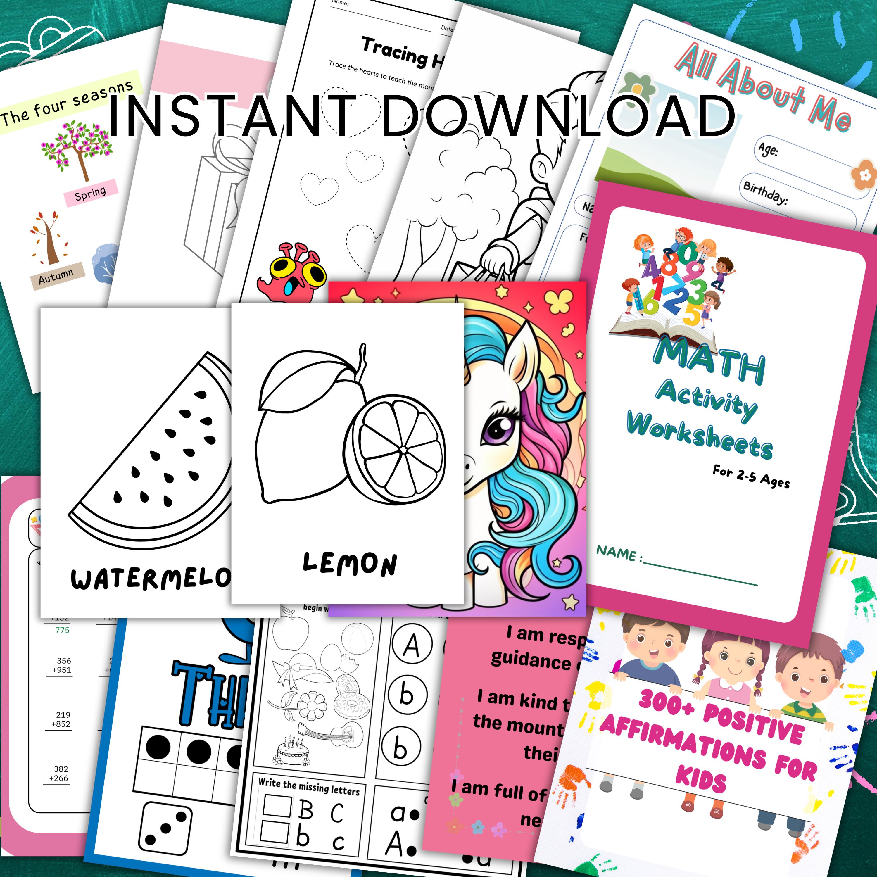 Homeschool Worksheet Bundle 5000+ Pages Ages 3-9 | Math Reading ABC ...