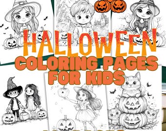 Halloween Coloring Pages for Kids with Resell Rights | Editable Canva Templates | 60+ Printable Designs for Classroom