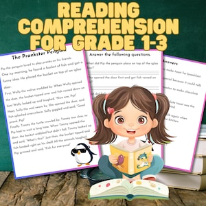 Laugh & Learn Reading Comprehension Worksheets for Kids – Grades 1-3,Kids Learning Worksheets, Homeschool Printables,Educational Printables