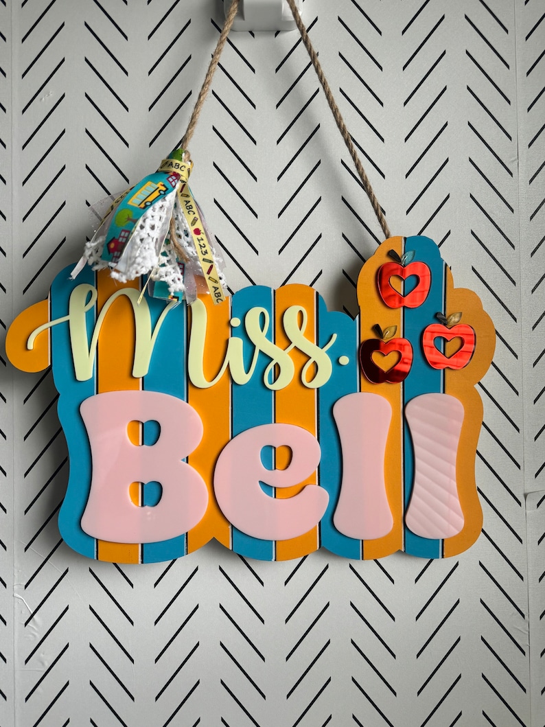 Personalized Teacher Door or Wall Sign, Classroom Sign, Groovy Teacher ...