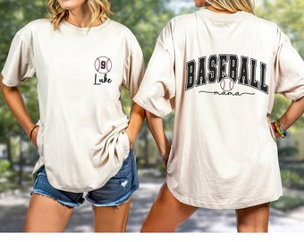 Two-sided Baseball Tshirt Custom Number Name, Gift Mother Days, Sport Shirt, Custom Baseball Mom Tee, Custom-Personalized-Gift, Base Baller