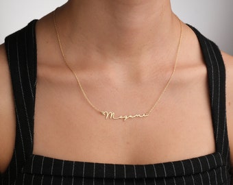 14K Solid Gold Personalized Name Necklace, Handmade Name Necklace, Custom Gifts For Her, Minimalist Gold Jewelry, Mothers Day Gifts For Mom