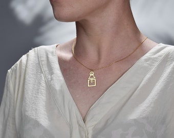 14K Gold Plated Geometric Shaped Necklace, Gold Square Pendant, Dainty Geometric Necklace, Triangle Necklace, Mothers Day Gift, Gift For Her