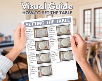 Setting the Table Visual Support, Printable Real Picture Guide, Simple Step by Step Life Skills Lesson, Task Analysis Special Education, ASD