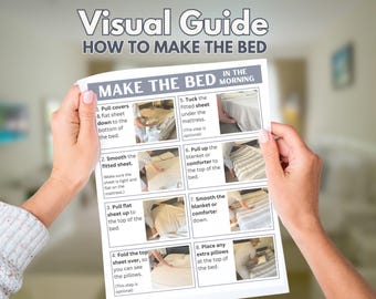 Supporto visivo per rifare il letto, guida con immagini reali stampabili, semplice lezione passo passo sulle abilità di vita, analisi dei compiti, educazione speciale, disturbo dello spettro autistico