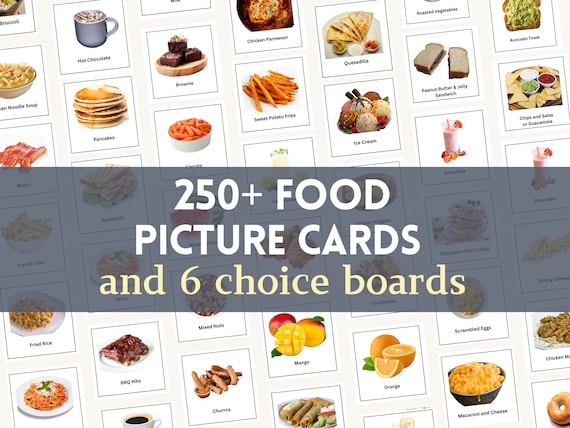 Real Picture Cards for NonVerbal Communication, Visual Image Aid for Behavior Management, Autism Printable Food Choice Board, Toddler Speech