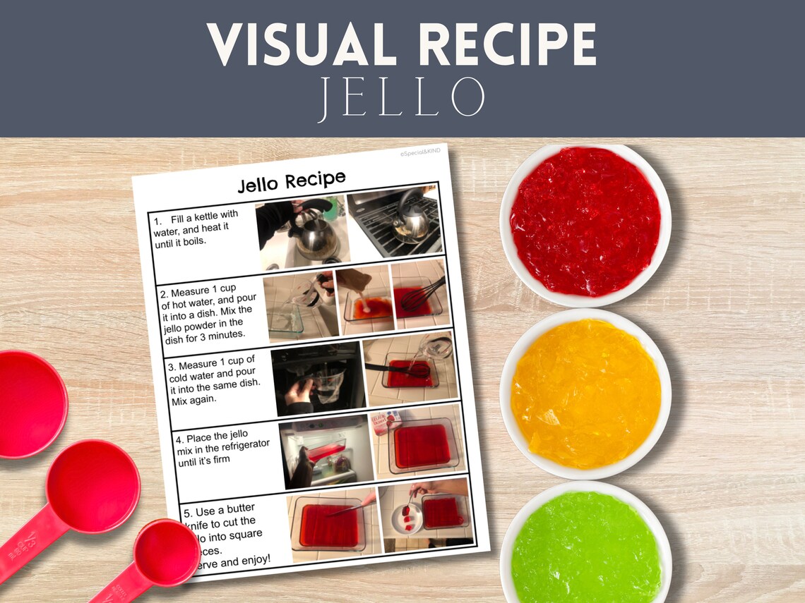 Real Picture Visual Recipe, Inclusive Jello Cooking Activity for Kid ...