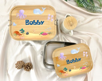 Personalised lunch box for kids,Custom Name Box, Ocean Animal Lunch Box,Bento Box,back to school gift,Kids Birthday Gifts