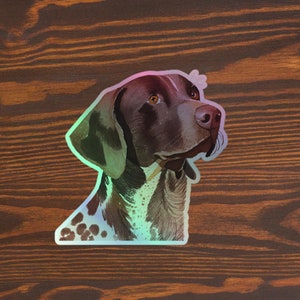 HoloPup akvarell tysk korthår pekare holografiskt klistermärke