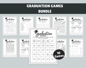 Graduation Party Game Bundle - 10 games - Printable Games - Word Scramble - Word Search - Coloring Page - Bingo - Instant Download