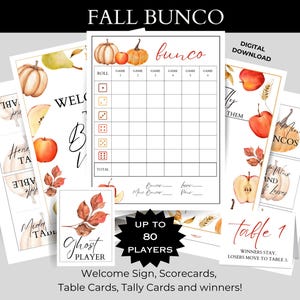Herfst BUNCO afdrukbare bundel - scorekaarten - notitieblaadjes - tafelkaarten - geschenken - afdrukbare spelavond - herfstfeest pompoenoogst