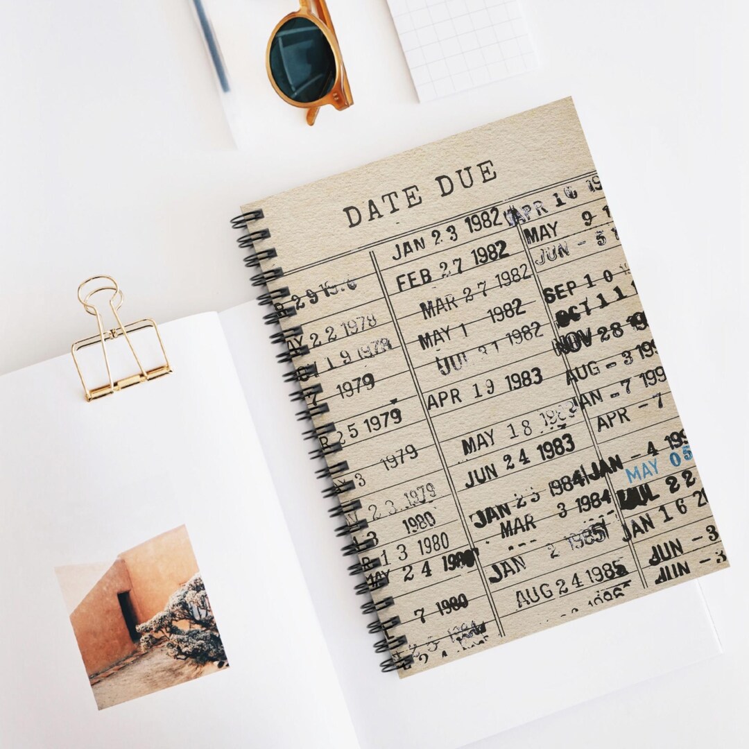 Library Date Vintage Library Date Due Card Spiral Notebook | Ruled Journal - Etsy