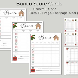 Christmas BUNCO Printable Bundle - Score Cards - Tally Sheets - Table ...