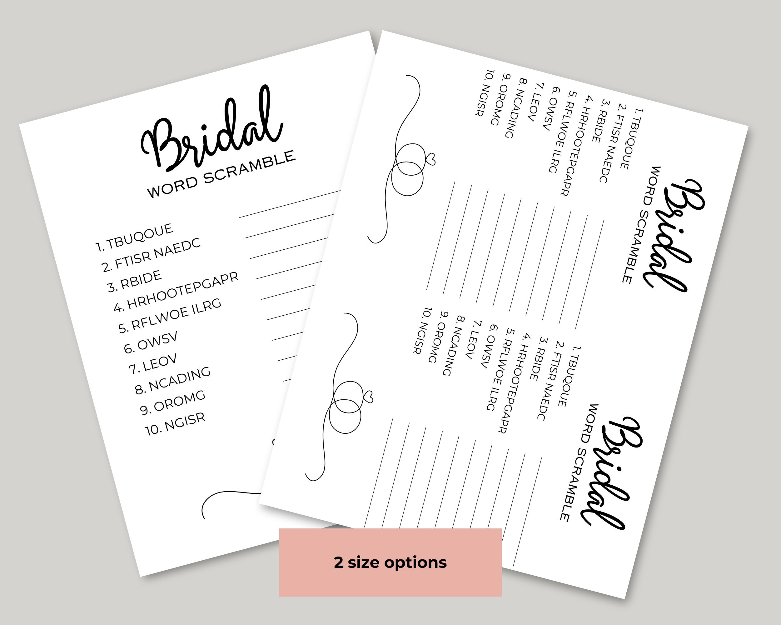 Bridal Shower Word Scramble Printable Instant Download Wedding Shower ...