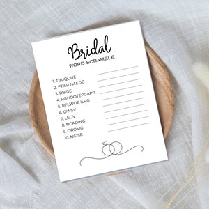 Bridal Shower Word Scramble Printable Instant Download Wedding Shower ...