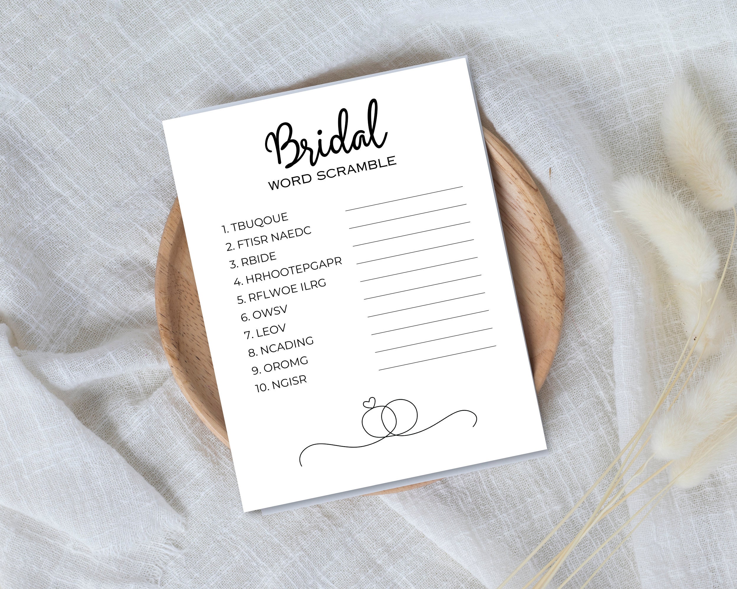 Bridal Shower Word Scramble Printable Instant Download Wedding Shower ...