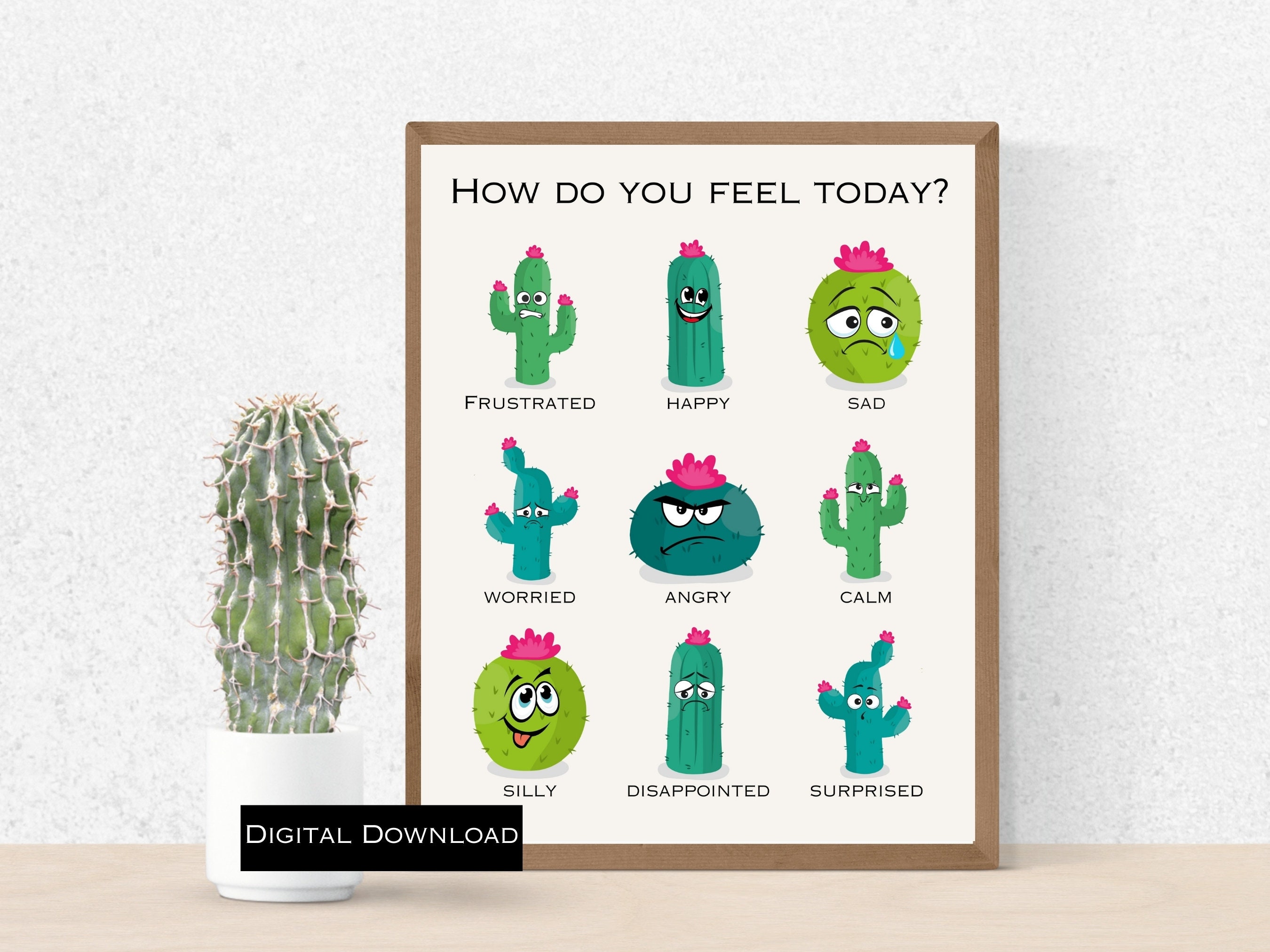 Cactus Feelings Poster, How Do You Feel Today? Digital Prints Wall Art,  Digital Prints, Emotions Art Prints, Mood Poster, School Posters - Etsy