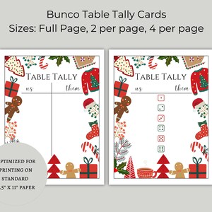 Christmas BUNCO Printable Bundle - Score Cards - Tally Sheets - Table ...