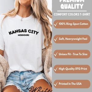 Kansas City Missouri T-Shirt, Unisex Comfort Colors Shirt, Soft Heavyweight Tee, High Quality Direct to Garment Print