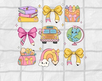 Coquette Teacher PNG: Pink Bow School Designs (Digital Download)