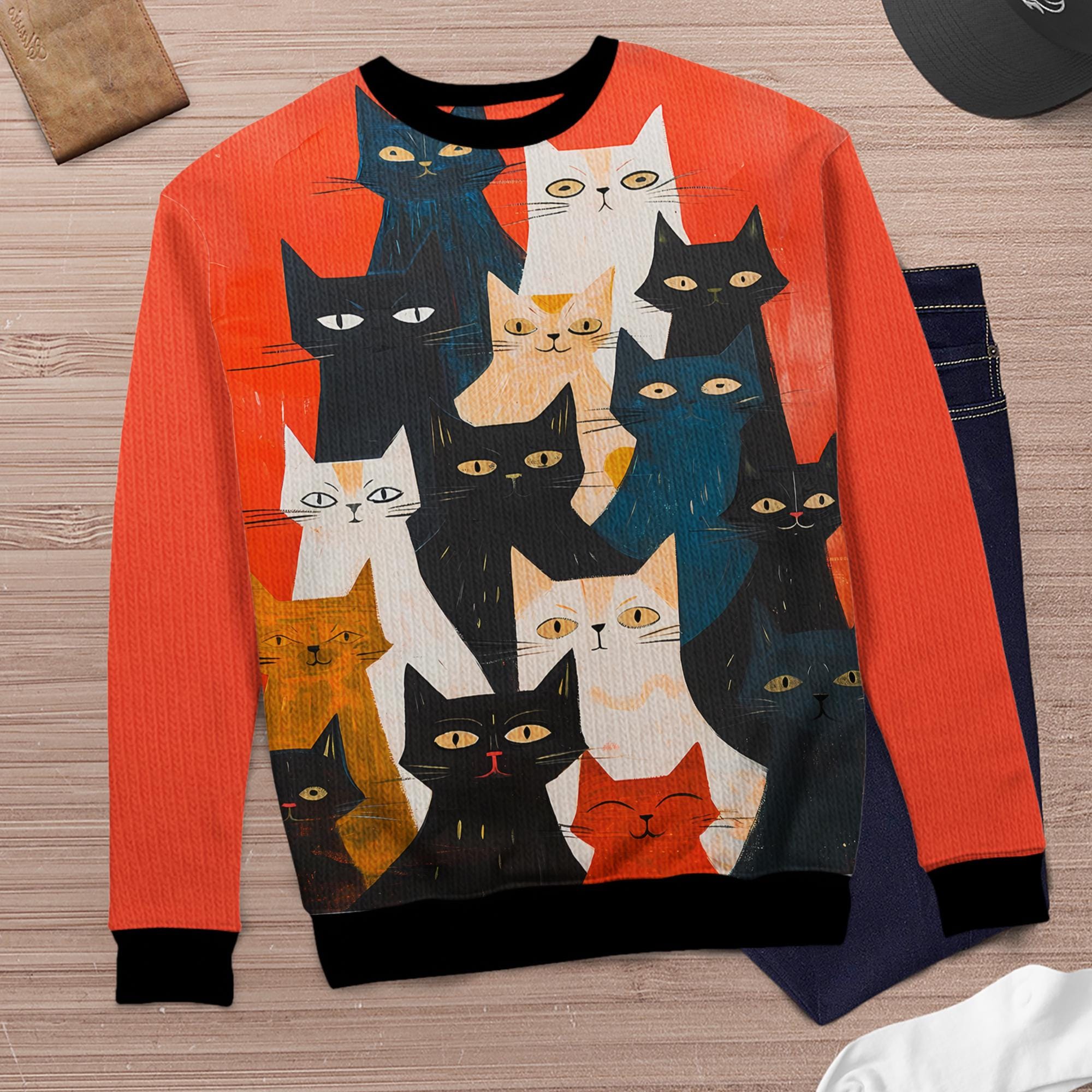 Mens Cat Sweater Etsy