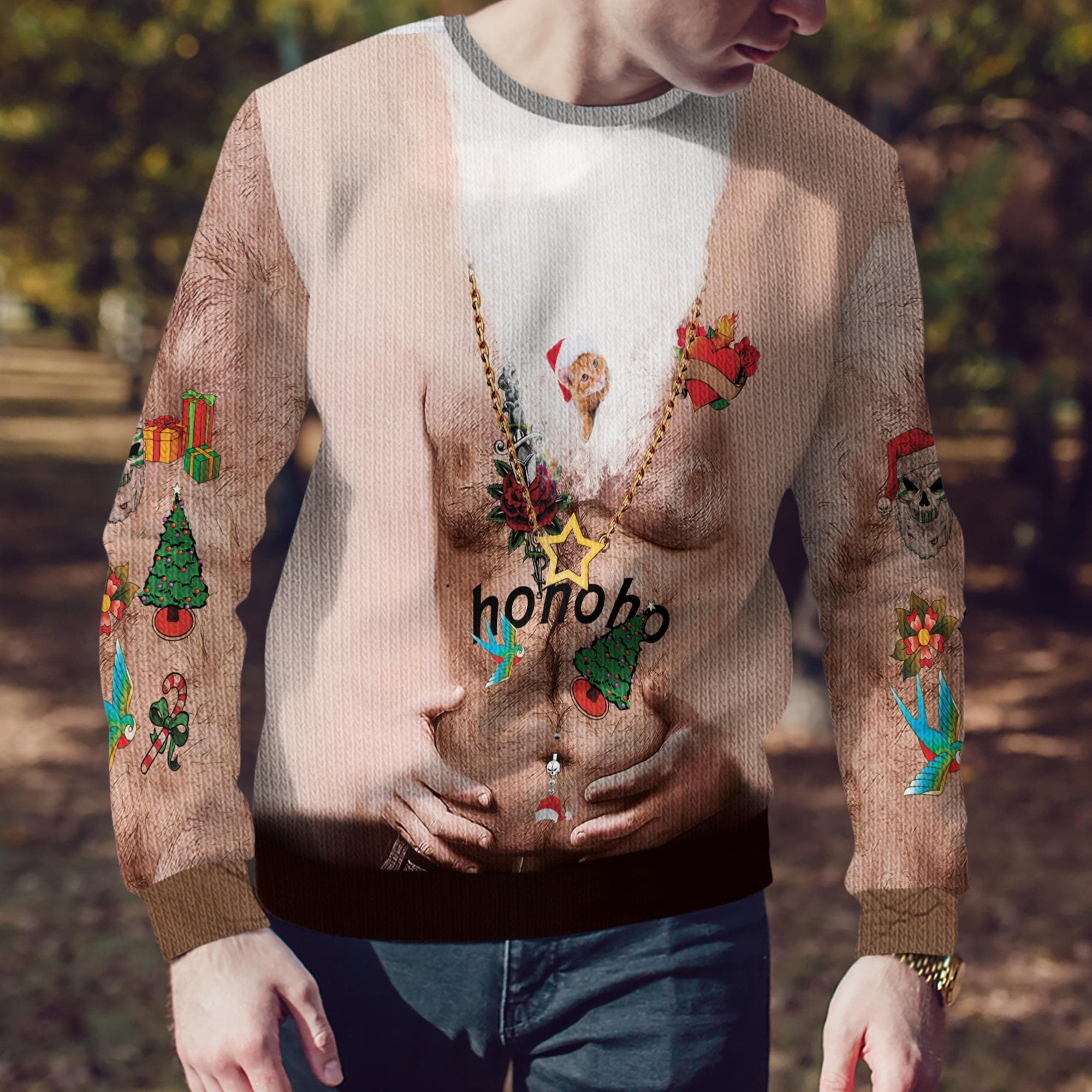 Funny Bare Chest Man Merry Christmas Sweater Santa Claus Hohoho Christmas Ugly Sweater Christmas Shirt Christmas Gift for Him Her Etsy