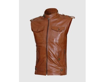 Handmade 100% Original Cow leather men's vest*Leather Riding Vest*Motorcycle Vest*Leather Vest*Genuine Leather Vest*Anniversary Gift For Him