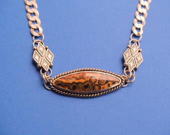 Flowering Tube Onyx Choker | Unique Jewelry | Thick Curb Chain | Sterling Silver 925 | Handmade