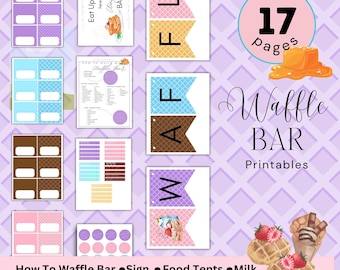 Waffle Bar Kit, Printable Waffle Bar Sign, Waffle Station