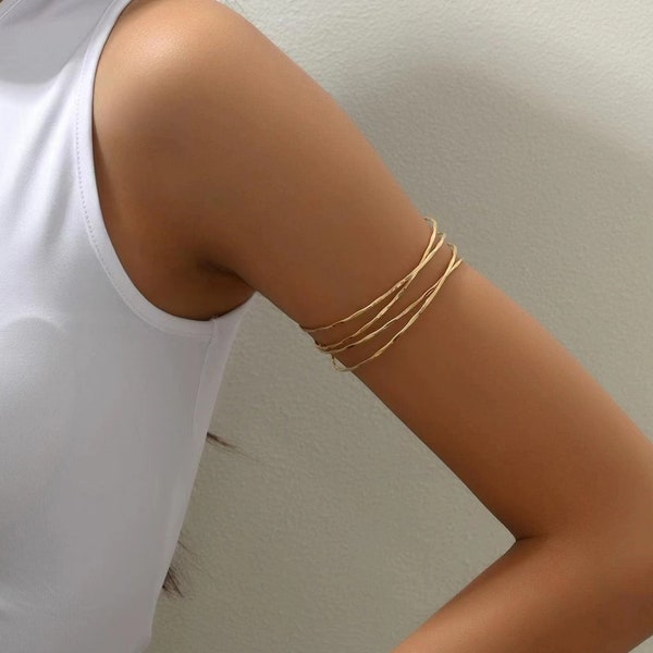 Chic Minimalist Arm Cuff Set with Gold and Silver Upper Arm Bands - Ideal Gift for Her, Silver Arm Band, Arm Cuff Gold, Gift