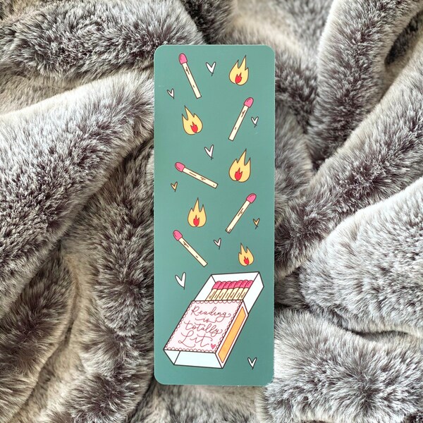 Reading Is Totally Lit Green Bookmark | Double Sided Flat Bookmark | Bookworm Merch | Bookish Babe