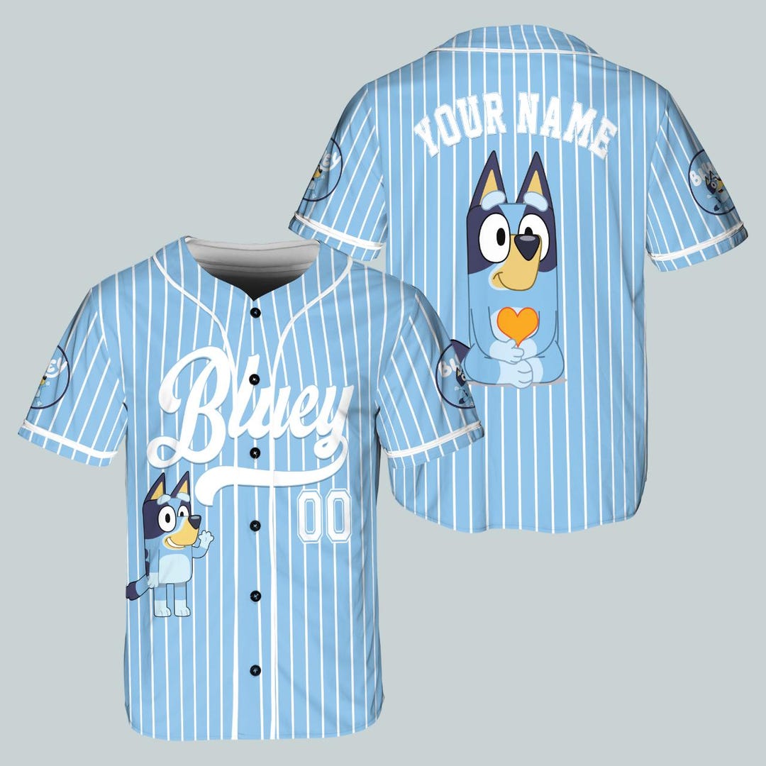 Crips Gang Bulldog Baseball Jersey - Blue Paisley Baseball Jersey