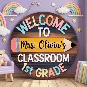 Personalized Teacher Door Sign, Classroom Door Hanger, Welcome Teacher Sign, Teacher Appreciation Sign, Back To School Gift, Teacher Gifts
