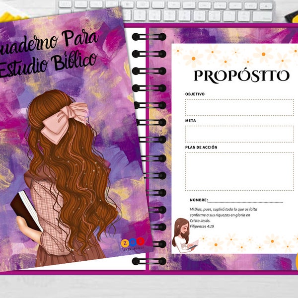 Hermoso Cuaderno Digital De Estudio Bíblico  -  Formato PDF - Libreta Cristiana - Diario Cristiano Digital