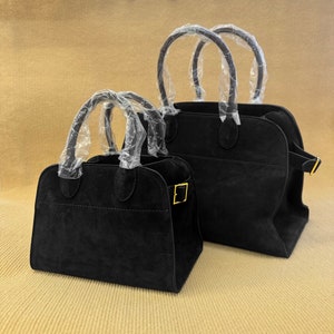 Suède handtas, Suede Tote Bag, Minimalistische Tote Bag, Suede Leather Tote Bags, Tote Bag voor dames Black