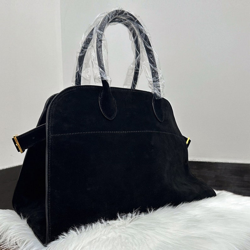 Borsa in pelle scamosciata, borsa tote in pelle scamosciata, borsa tote minimalista, borse tote in pelle scamosciata, borsa tote da donna immagine 2