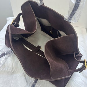 Suède handtas, Suede Tote Bag, Minimalistische Tote Bag, Suede Leather Tote Bags, Tote Bag voor dames afbeelding 10