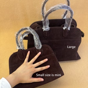 Borsa in pelle scamosciata, borsa tote in pelle scamosciata, borsa tote minimalista, borse tote in pelle scamosciata, borsa tote da donna immagine 6