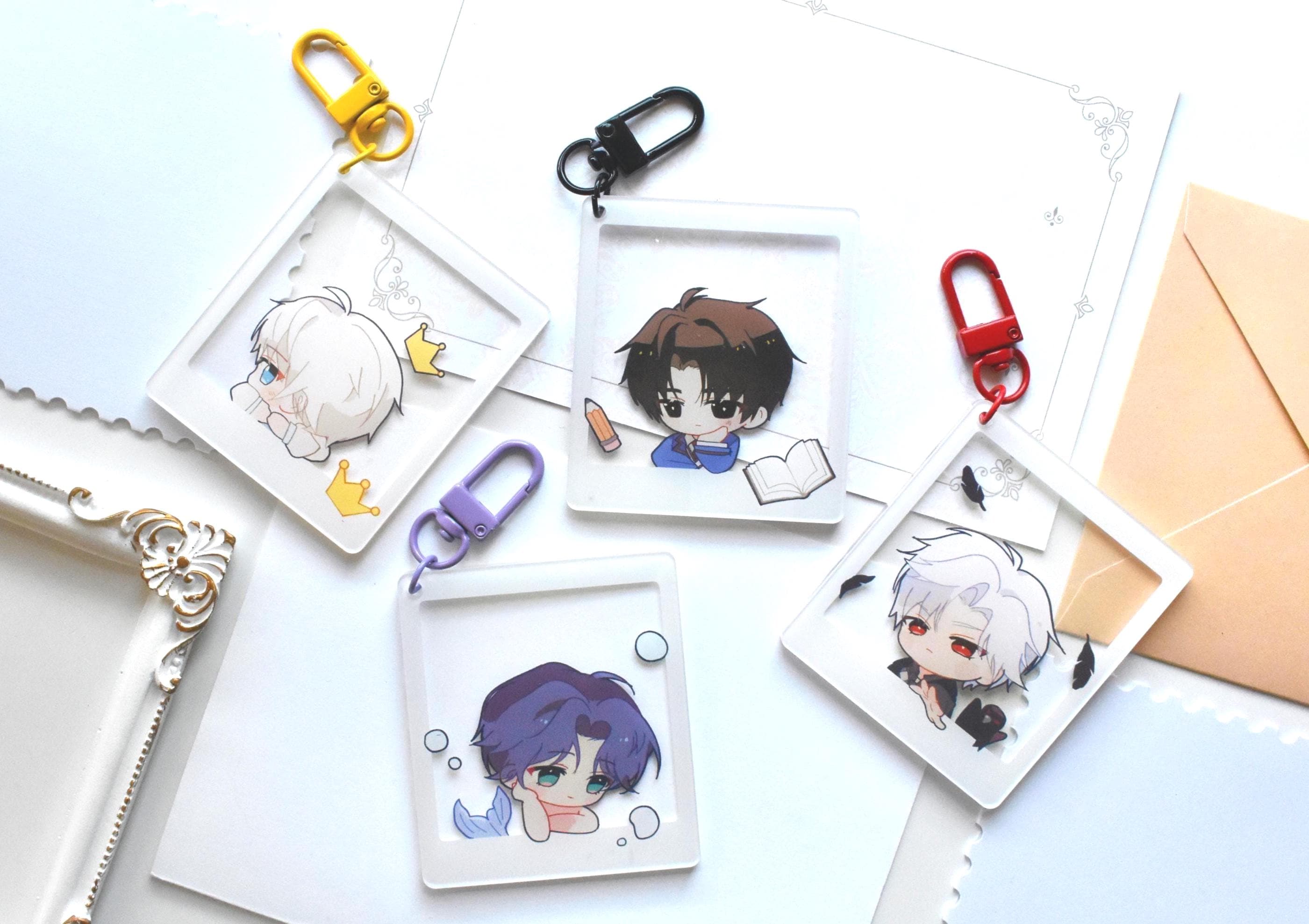 Love and Deepspace Keychain Rafayel Xavier Zayne Sylus Keychain L&D Charms Acrylic Keychain Love and Deepspace Art Chibi Polaroid