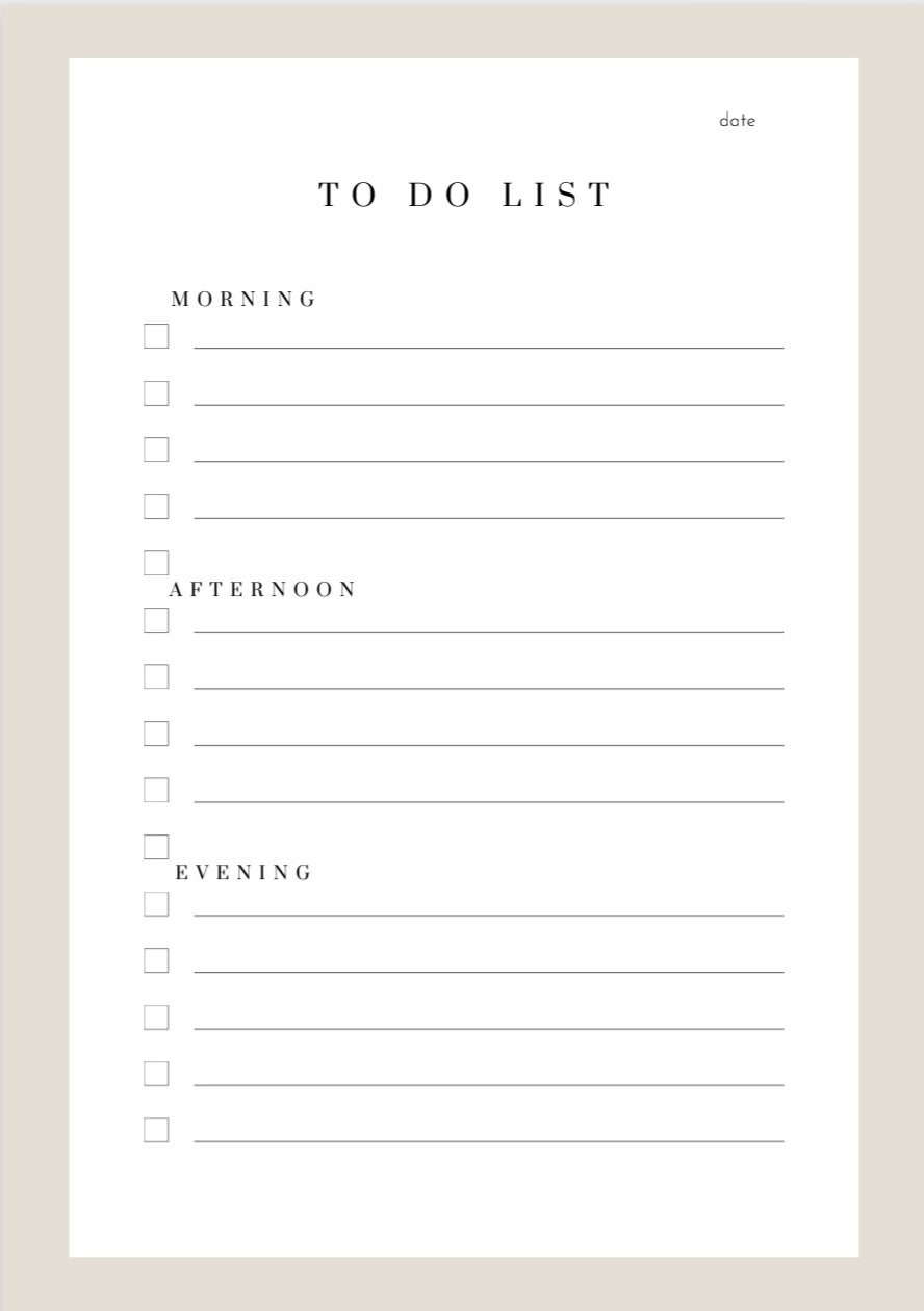 Minimalistic Printable to Do List, Instant Download, Beige Colored to ...