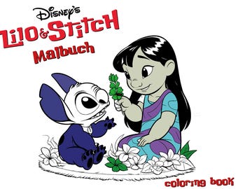 Libro para colorear al estilo de Lilo y Stitch | 43 páginas para colorear A4 | Libro para colorear infantil | Diseños hawaianos adorables | Descarga digital