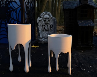 Candelabro de Halloween con efecto de cera goteante: decoración de candelabro espeluznante, decoración de mesa gótica, fiesta de terror, decoración espeluznante para el hogar.