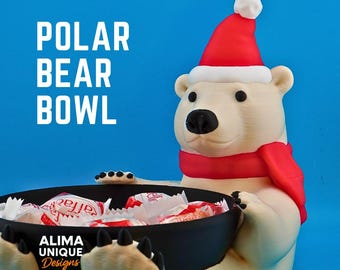 Oso polar impreso en 3D: decoración invernal con o sin gorro y bufanda navideños | Hecho a mano en Alemania